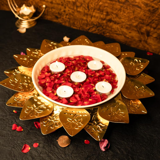 Ekhasa Urli Bowl for Home Decor & Table Decorative Items | Floating Flowers, Tealight Candles Water Bowl for Diwali Pooja & Festivals Decoration | Gift for House Warming Ceremony