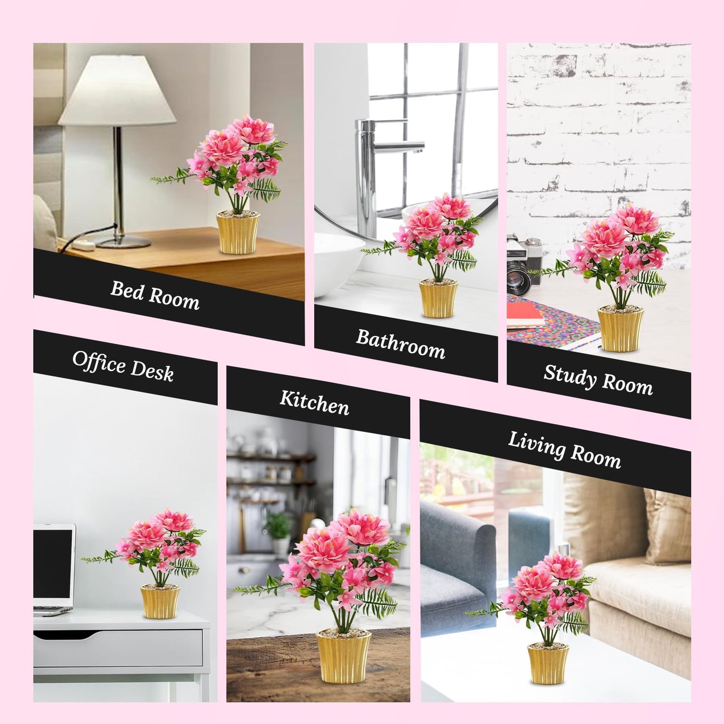 Ekhasa Moth Orchid Artificial Flowers with Vase Pot for Home Decoration (36 CM Total Height, 6 Flower Heads) | Guldasta Flower Pots with Artificial Show Flower for Living Room, Dining Table, Bedroom