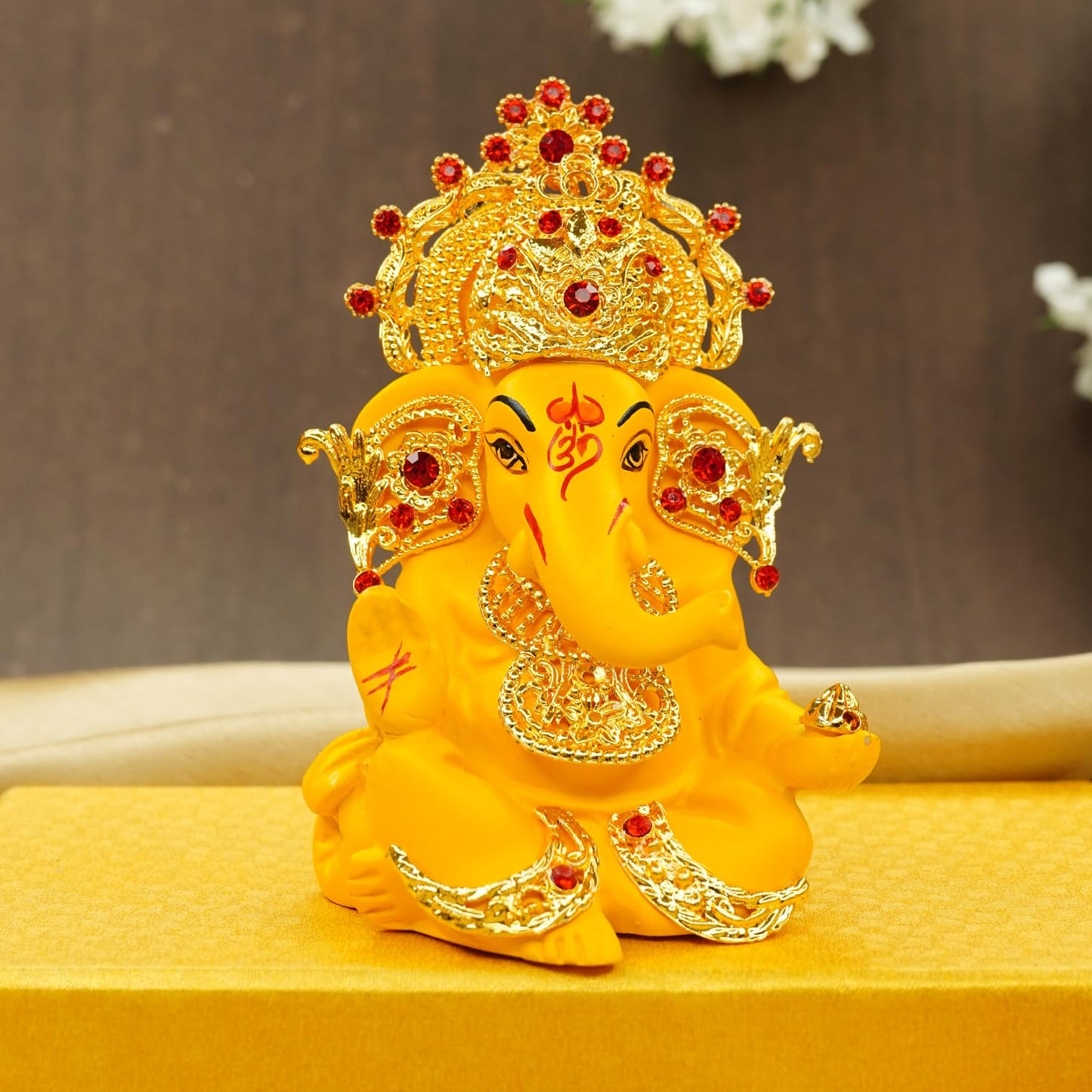 Ekhasa Ganesh Idol for Car Dashboard | Ganpati Idol for Cars | Vinayak Idols for Car Dash Board & Home Decor | Ganapathi Idol for Home | Vinayagar Statue | Ganpati ji for Office Desk (Yellow)