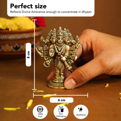 Ekhasa 100% Pure Brass Panchmukhi Hanuman (Size: 8 cm) | Panchmukhi Hanuman Murti for Door Entrance | Panch Mukhi Hanuman Ji for Car Dashboard | Vastu Protection from Evil Eye