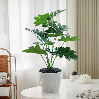 Ekhasa Monstera Artificial Plants for Home Decor with Pot (37 CM, 12 Leaves) | Fake Faux False Show Decor Indoor Plastic Small Decorative Potted Plant for Living Room, Kitchen, Bathroom