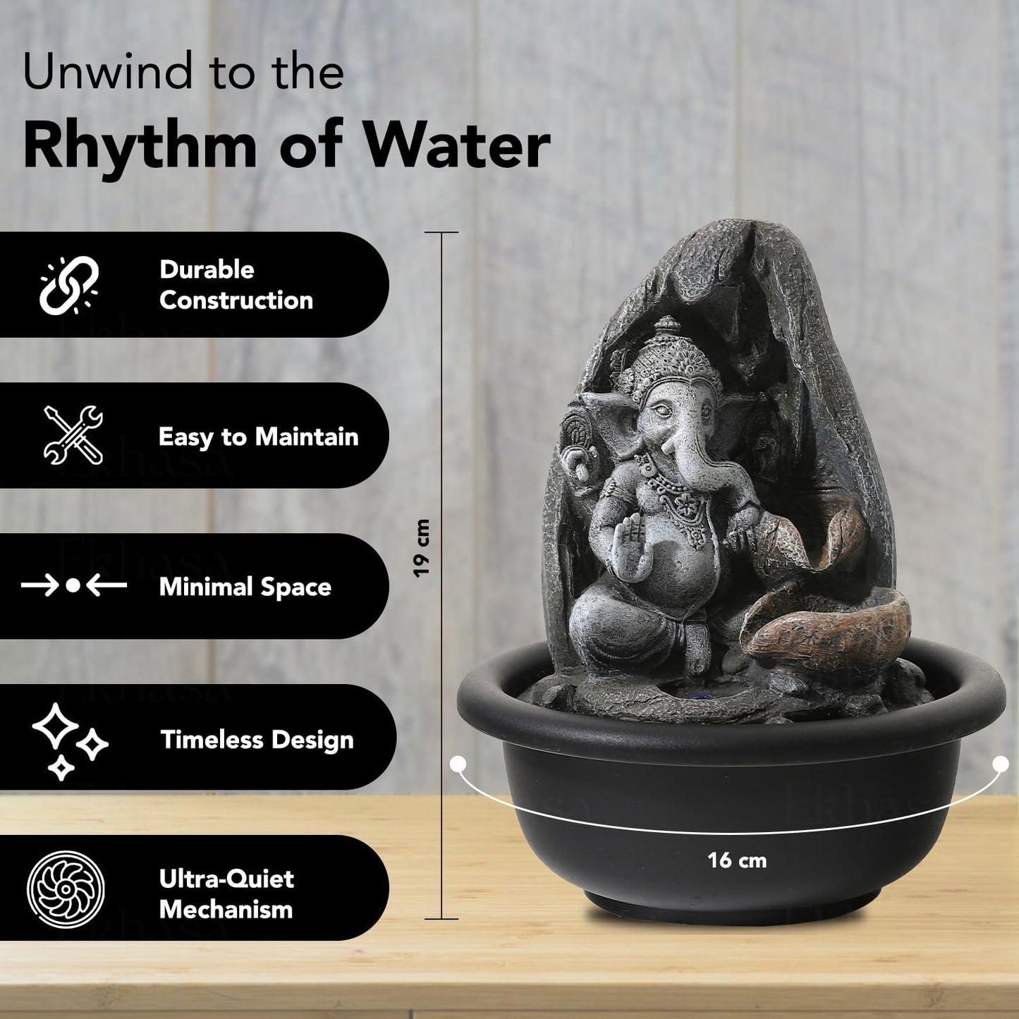 Ekhasa Ganesha Water Fountains for Home Decor | Cascade Waterfall Fountain Indoor for Living Room, Balcony & Garden Outdoor | Small Mini Fountain Water Falls Showpiece Table Top Home Decoration Items