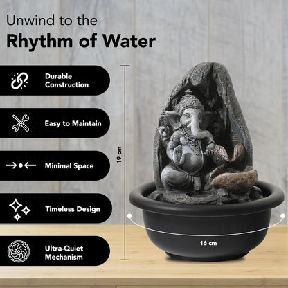 Ekhasa Ganesha Water Fountains for Home Decor | Cascade Waterfall Fountain Indoor for Living Room, Balcony & Garden Outdoor | Small Mini Fountain Water Falls Showpiece Table Top Home Decoration Items