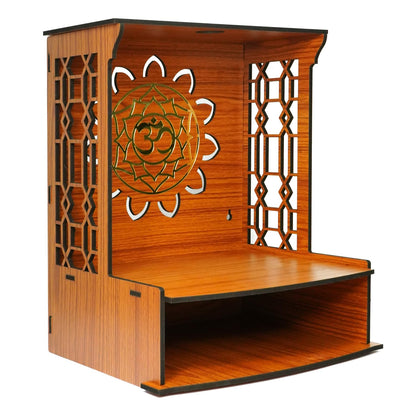 Ekhasa Wooden Pooja Mandir for Home Wall Mounted | Wooden God Temple for Home | Pooja Stand for Home | Puja Mandir for Home | Pooja Unit for Home with LED Spotlight | Temple for Office