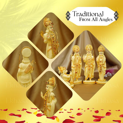 Ekhasa 100% Pure Resin Ram Darbar Murti (Size: 18 cm) | Ram Darbar Statue for Home Decor and Office Desk | Ram Sita Laxman Hanuman idol for Puja Room | Shree Ram Parivar Murti for Gift