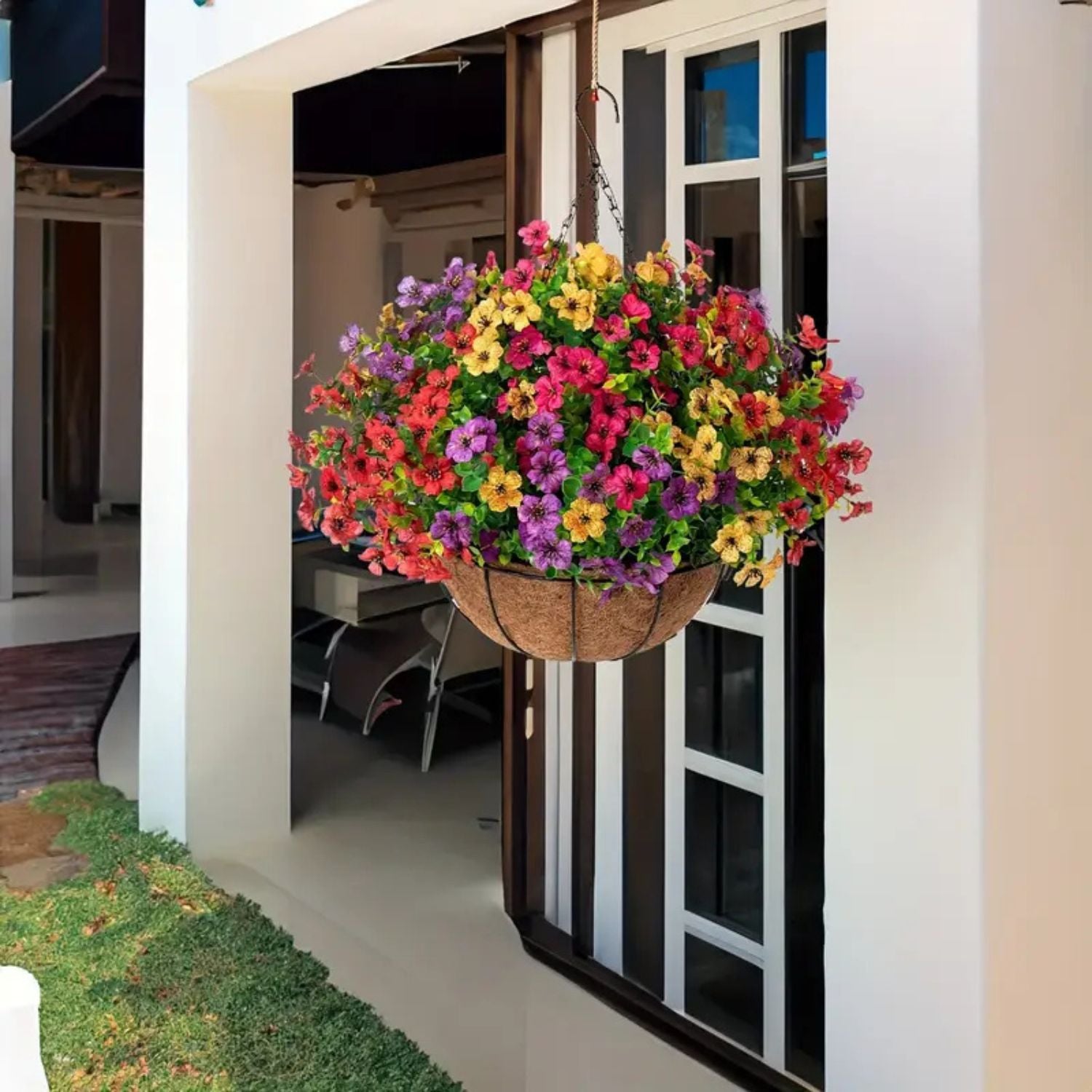 Hanging Artificial Faux Flowers Plant for Balcony Home Decor & Outdoor Decoration