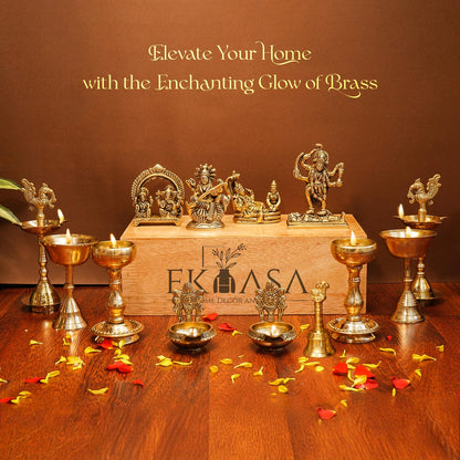 Ekhasa Pure Brass Katori for Pooja | Small Multipurpose Prasadam Bowls for Pooja | Katori for Prasad | Pooja Items Peetal Bowl (Set of 4) | Pital Diya Roli Chawal Kumkum Cups for Puja