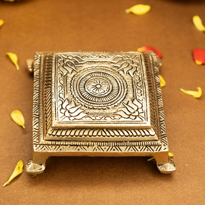 Ekhasa 100% Pure Brass Chowki for God Idols (10.5 cm) | Brass Stool Stand | Brass Small Stand Peedam for Idols | Small Bajot | Pooja Peeta Chowki Small | Pooja Stool for God | Idol Stand for God