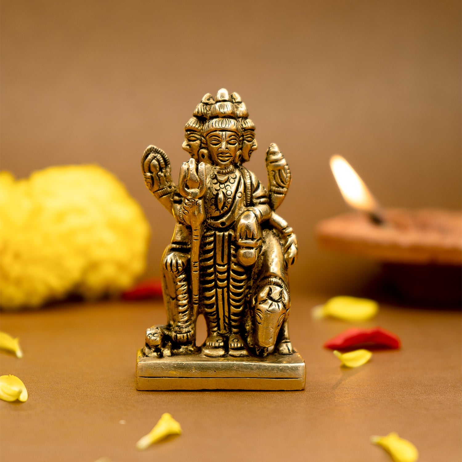 Pure Brass Dattatreya Murti Idol for Puja, Study Table, Pooja Room & Home Decor