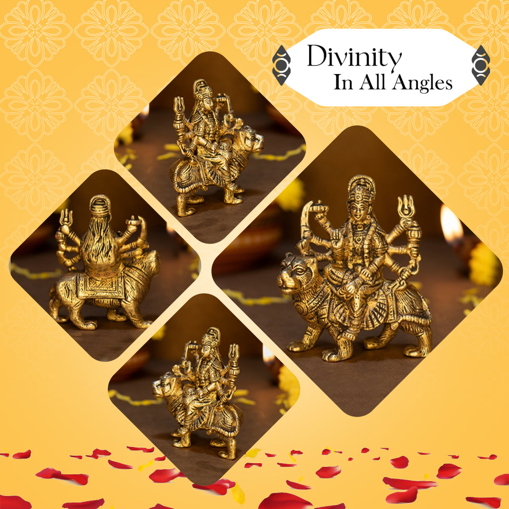 Brass Durga Idol for Home Decor, Pooja Room, Office Desk & Gifting
