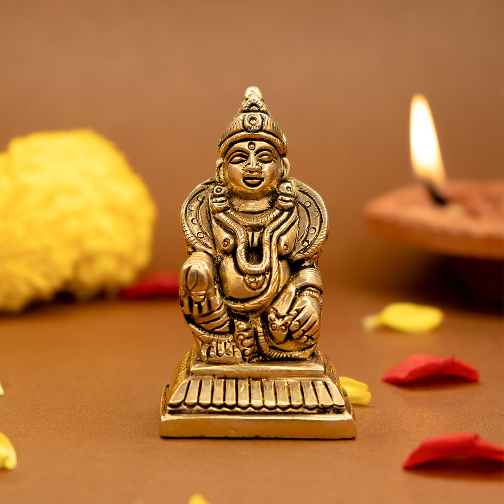 Pure Brass Kuber Murti idol for Vastu, Pooja Room, Home Decor & Office Desk