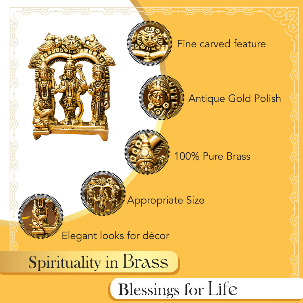 Pure Brass Ram Darbar Idol for Pooja Room, Home Decor & Gifting