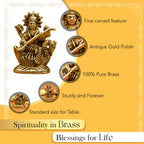 Pure Brass Saraswati Idol for Study Table, Pooja Room & Home Decor
