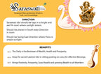 Pure Brass Saraswati Idol for Study Table, Pooja Room & Home Decor