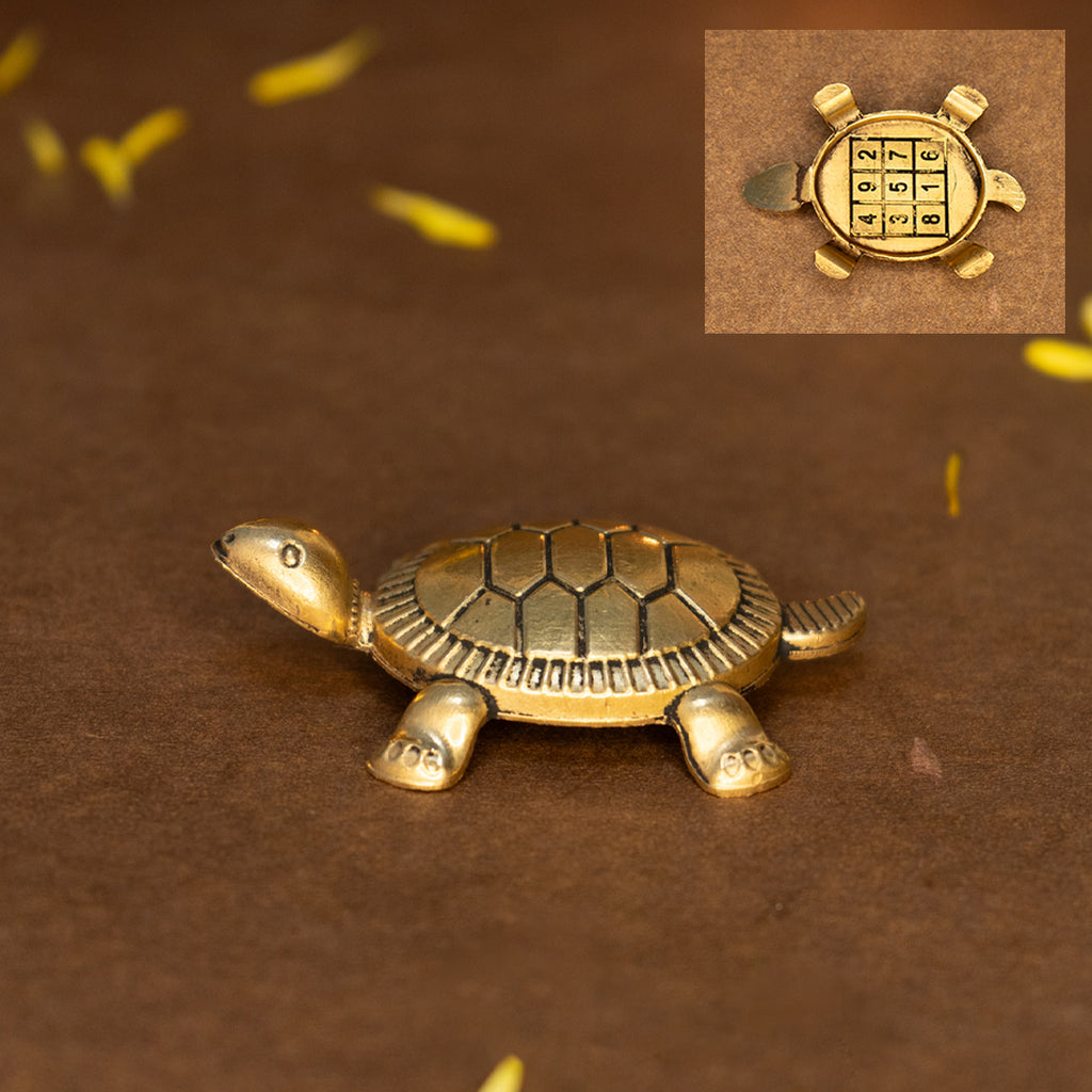 Brass Feng Shui Tortoise Idol for Vastu & Home Decor