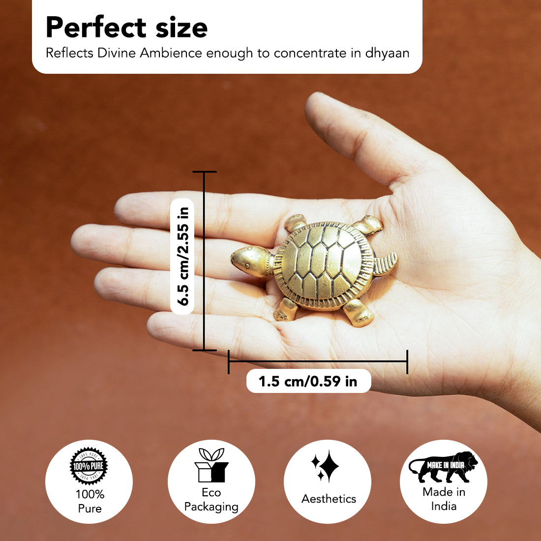 Brass Feng Shui Tortoise Idol for Vastu & Home Decor