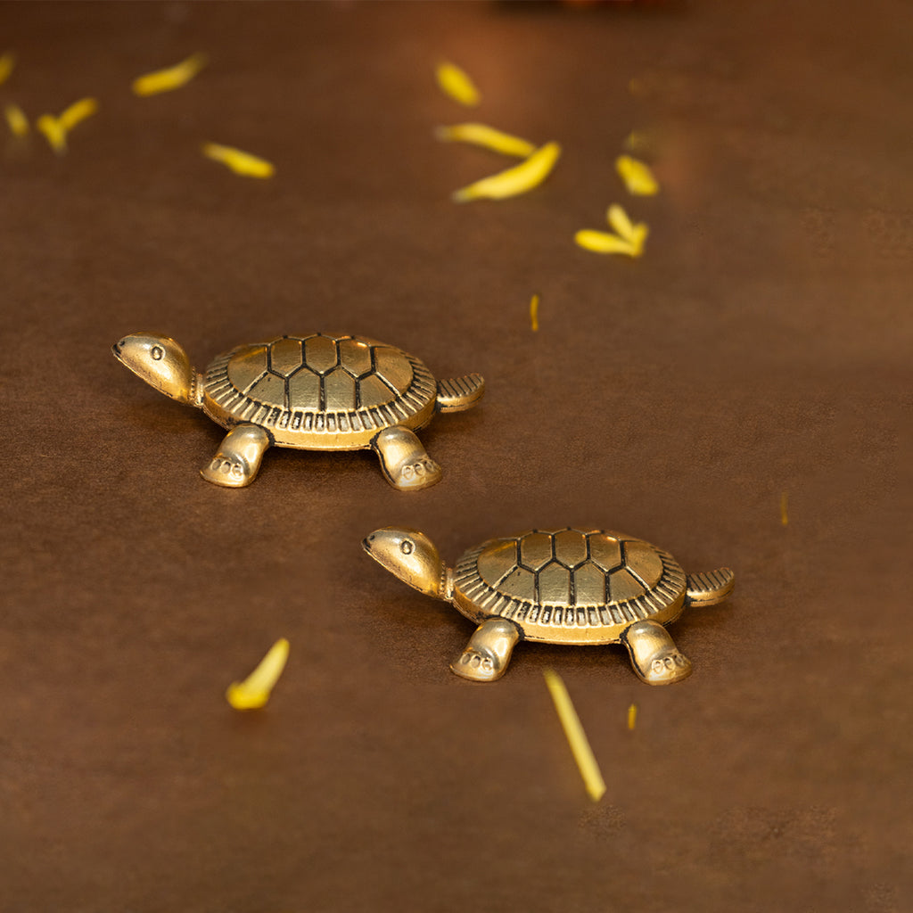 Brass Feng Shui Tortoise Idol for Vastu & Home Decor