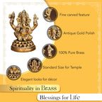 Pure Brass Ganesh Lakshmi Idol for Pooja Room, Home Decor, Office Desk & Gifting