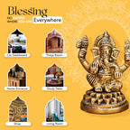 Pure Brass Ganesha Idol for Pooja Room, Home Decor & Office Desk
