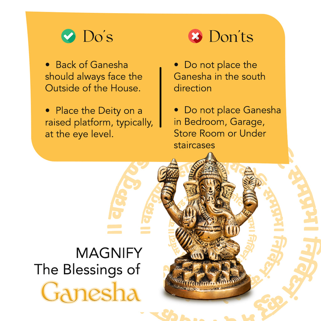 Pure Brass Ganesha Idol for Pooja Room, Home Decor & Office Desk