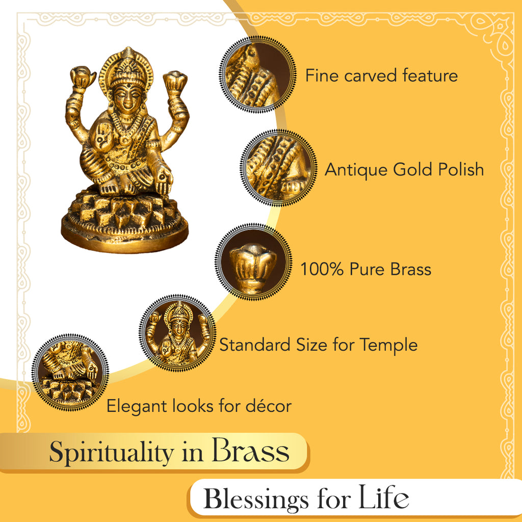 Pure Brass Ganesh Lakshmi Idol for Pooja Room, Home Decor, Office Desk & Gifting