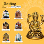 Pure Brass Ganesh Lakshmi Idol for Pooja Room, Home Decor, Office Desk & Gifting