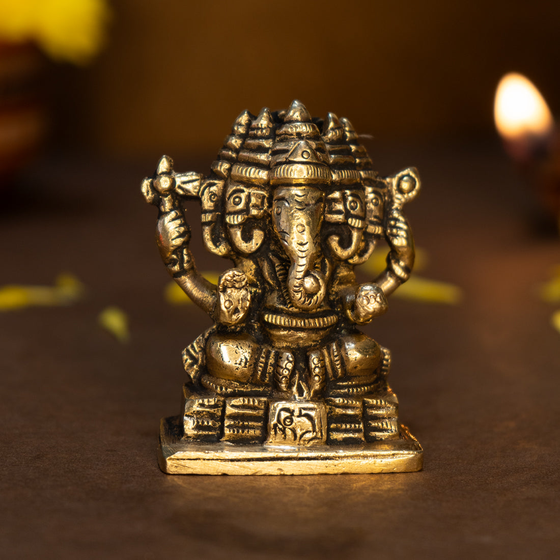 Pure Brass Panchmukhi Ganesha Idol for Home , Pooja & Gifting