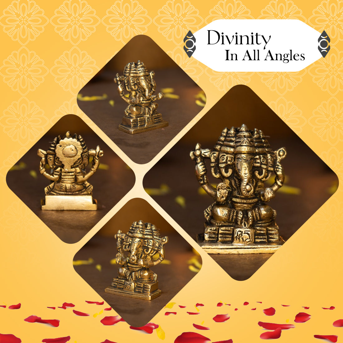 Pure Brass Panchmukhi Ganesha Idol for Home , Pooja & Gifting