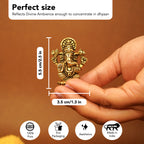 Brass Ganesha Idol (Size: 5.5 cm) for Pooja Room, Home Decor, Office Desk & Car Dashboard