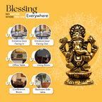 Brass Ganesha Idol (Size: 5.5 cm) for Pooja Room, Home Decor, Office Desk & Car Dashboard