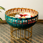 Metal Urli Bowl with Stand for Home Decor, Table Decor, Diwali Decoration & Gifting