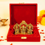 Brass Lakshmi Ganesha Saraswati Idol with Gift Box for Pooja, Housewarming & Wedding