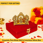 Brass Lakshmi Ganesha Saraswati Idol with Gift Box for Pooja, Housewarming & Wedding