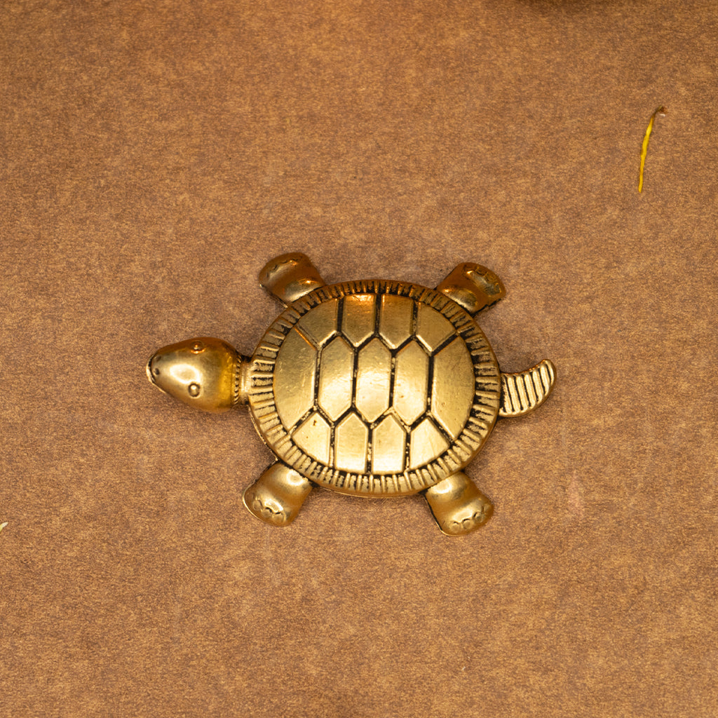 Brass Feng Shui Tortoise Idol for Vastu & Home Decor