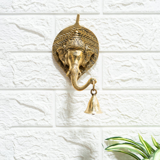 Ekhasa 100% Pure Brass Ganesh Wall Hanging Bell for Home Decor | Main Door Hanging Decorative Items | Wall Hanging Ganesha Bell for Pooja Room | Vinayagar Wall Hanging Bell for Decoration
