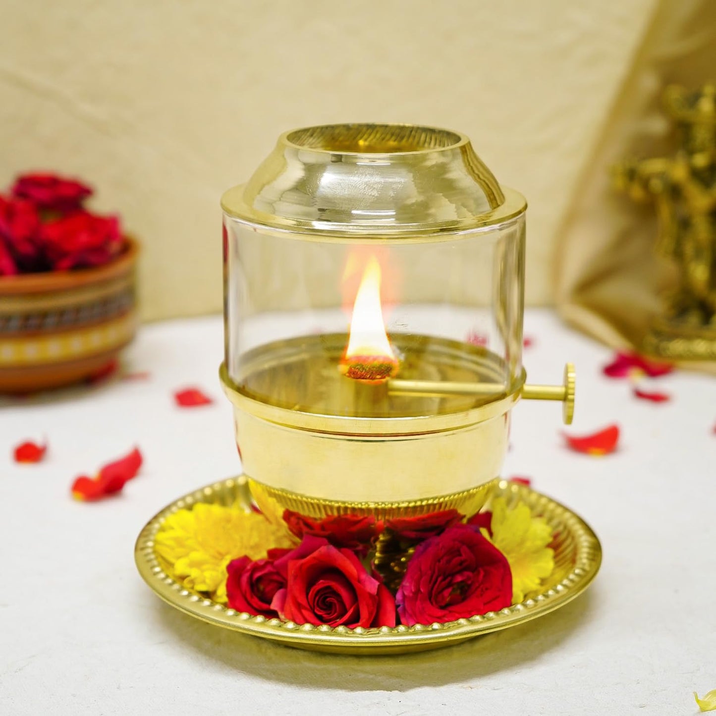 Ekhasa glass covered diya - elegance meets tradition