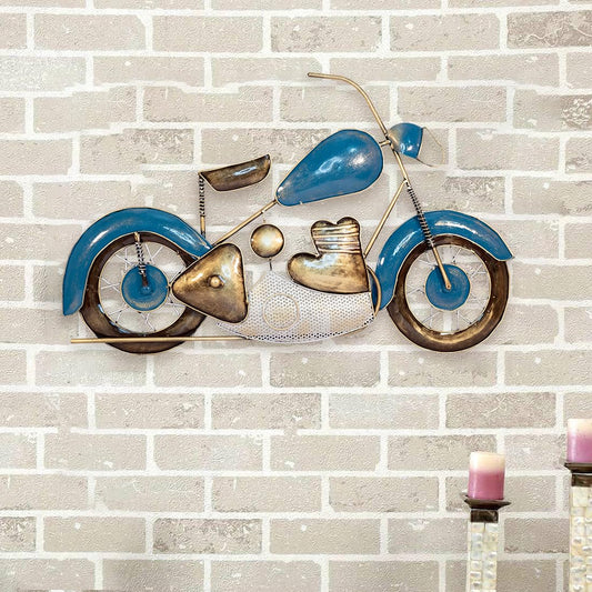 Ekhasa Metal Wall Decor for Living Room and Bedroom | Metal Wall Art Sculpture for Decorating Drawing Room Sofa Wall | Gift for Home D??cor or Office D??cor (Handpainted Bullet Bike)